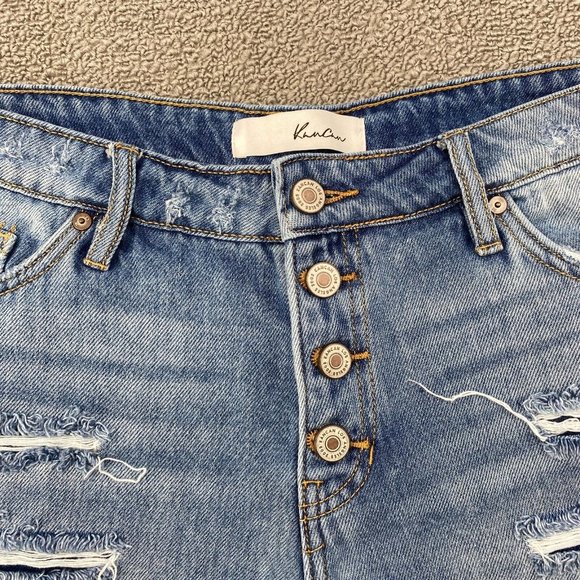 KanCan Cutoff Jean Short Women's Size 9/28 Mid Rise Button Fly Cotton Denim Blue - Picture 2 of 10